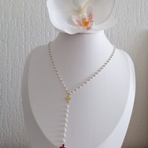 Collier perle croix doré