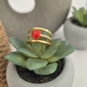 Bague acier inoxydable pierre orange