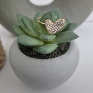 Bague acier inoxydable coeur strass
