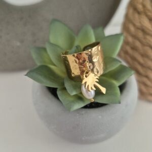 Bague acier inoxydable palmier