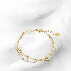 Bracelet multirang Perle et soleil Agathe Blanche