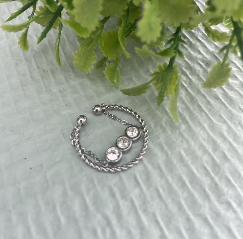 bague double rang strass