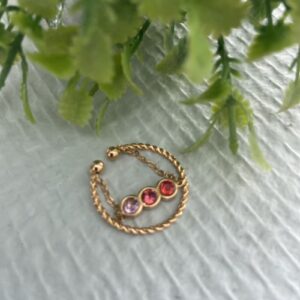 Bague double rang strass rouge