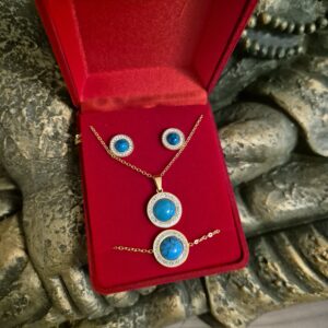 Coffret 3 pièces bleu acier inoxydable