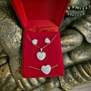 Coffret 3 pièces coeur acier inoxydable